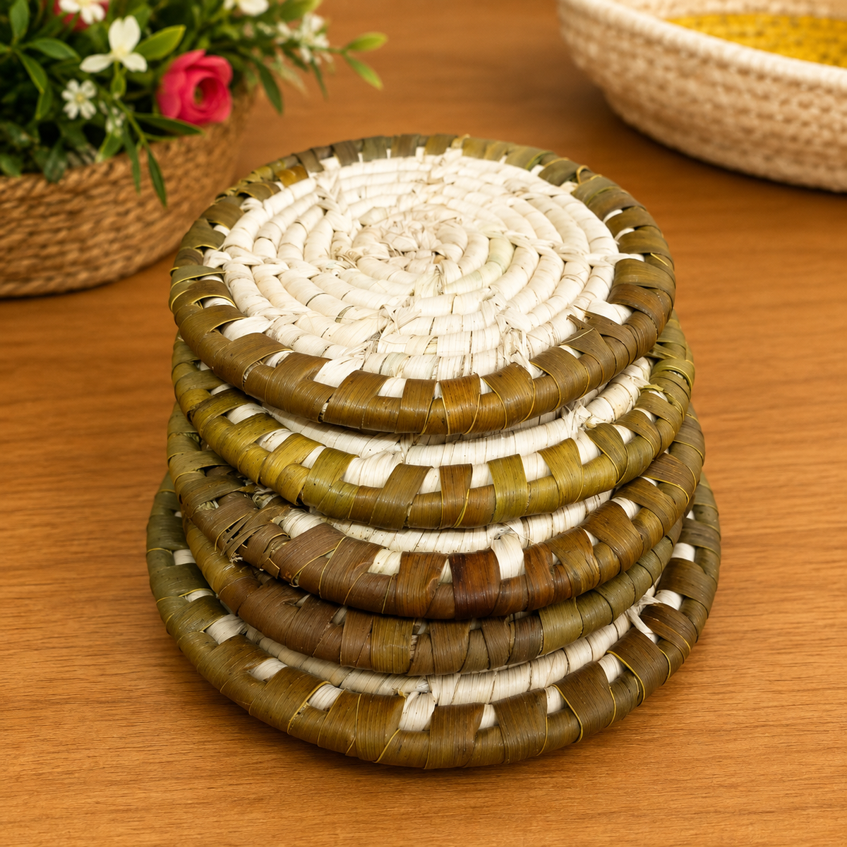 Round shaped Coasters Set with stand