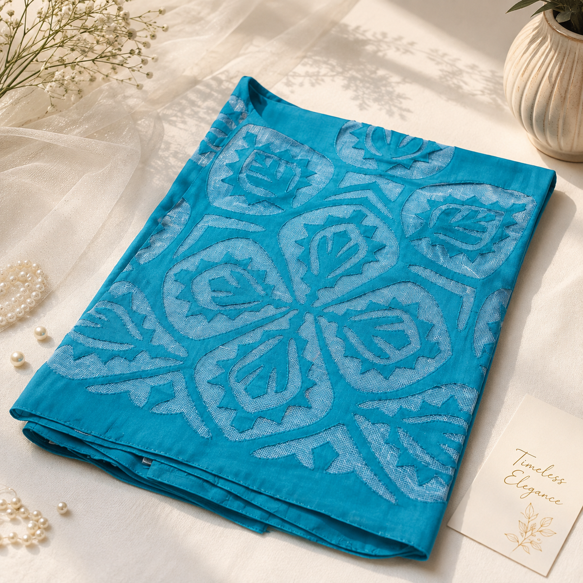 Applique on shirts by using Net Fabric
