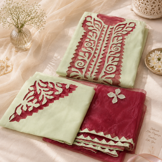 Applique on shirts by using organza Fabric